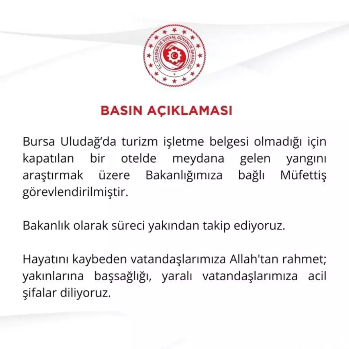 Uludağ’daki Otelde Yangın Müfettiş Görevlendirildi